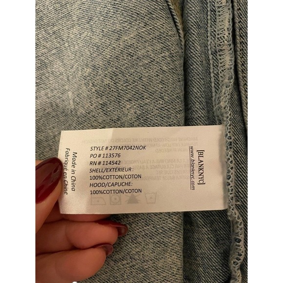 BlankNYC Men’s Jean Jacket Zip Off Hoodie NWT Medium Trucker Acid Wash - Picture 7 of 11